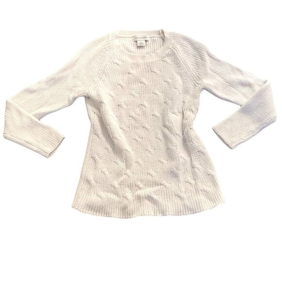 Liz Claiborne Womens White Knit Pullover Sweater Sz M #65C - Picture 2 of 7